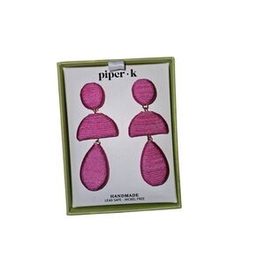 PIPER K Handmade 3-tier Pink Earrings